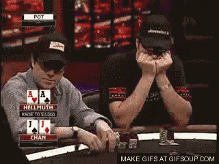 two men are playing poker and one has a raise to $ 5,000