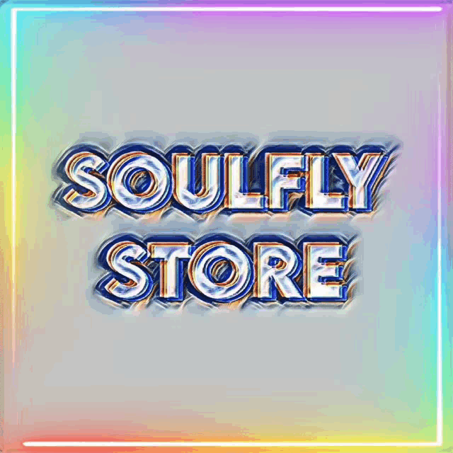 a logo for soulfly store with a rainbow frame