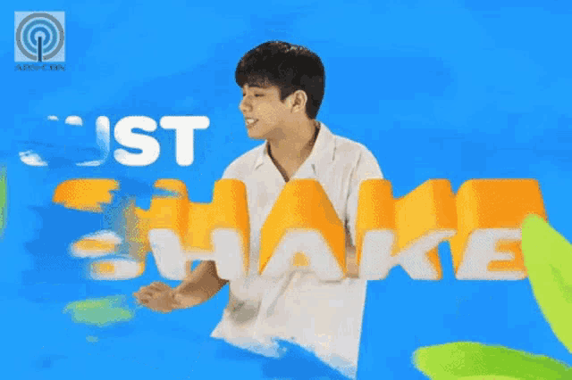 an ad for abs cbn shows a young man dancing and says just shake