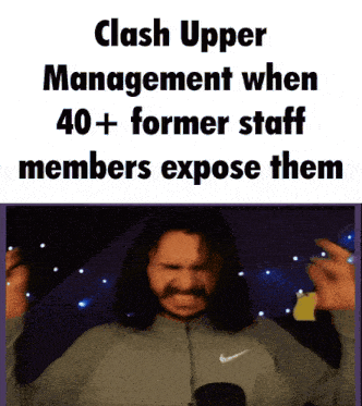clash upper management when 40+ former staff members expose them written on a screen