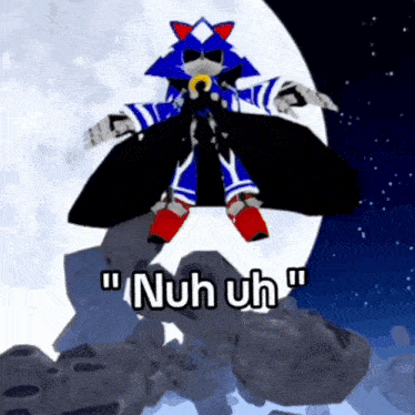 a cartoon character with the words " nuh uh " written on the bottom