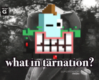 a cartoon character with the words what in tarnation on it