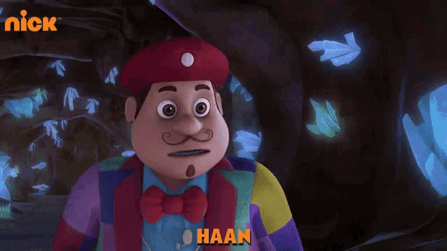 a cartoon character with the name haan on the bottom right
