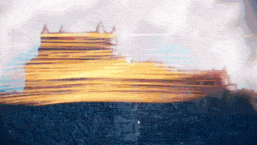 a painting of a castle with a crown on top of it