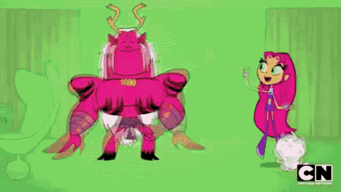 a cartoon character from cartoon network is standing next to a cat