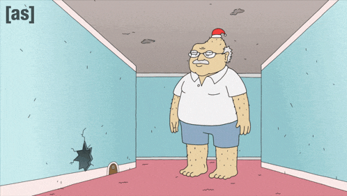 a cartoon drawing of a man with a santa hat on