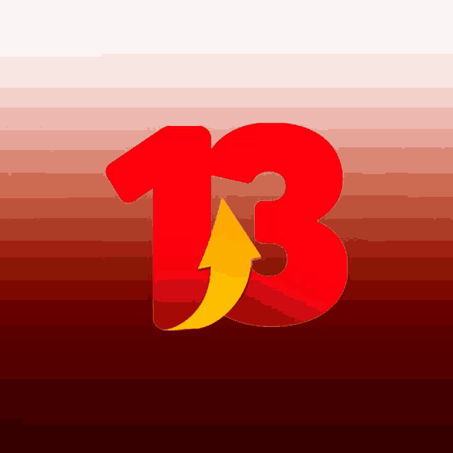 a red number 13 with an arrow pointing upwards