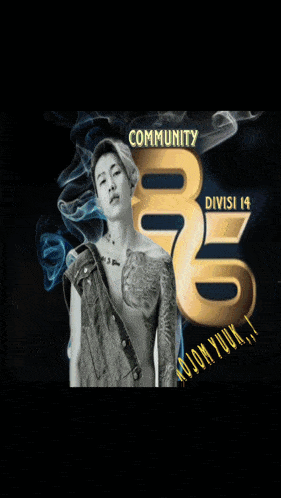a shirtless man with a tattoo on his chest is standing in front of a sign that says community