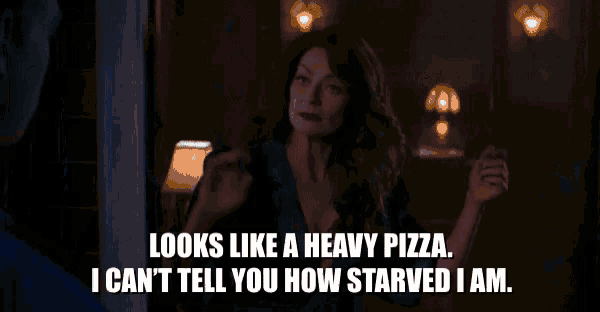 a woman says looks like a heavy pizza i can t tell you how starved i am