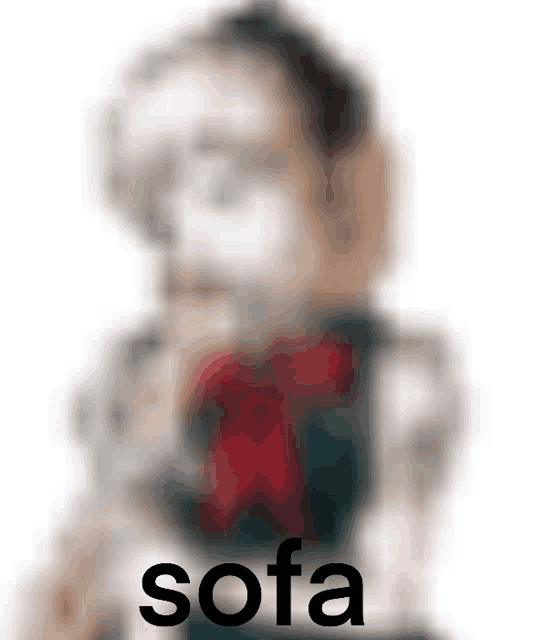 a blurry picture of a person with the word sofa on the bottom right