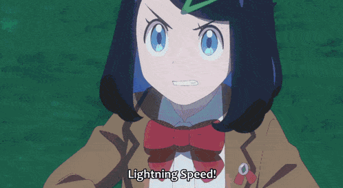 a girl is holding a piece of paper with the words lightning speed written below her