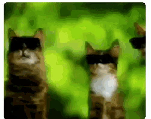 three cats wearing sunglasses are standing next to each other on a green background