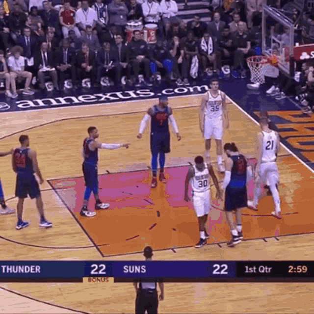 thunder and suns are playing a basketball game