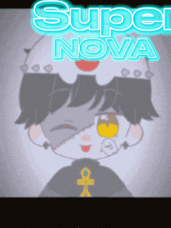 a cartoon character with a crown and the words super nova