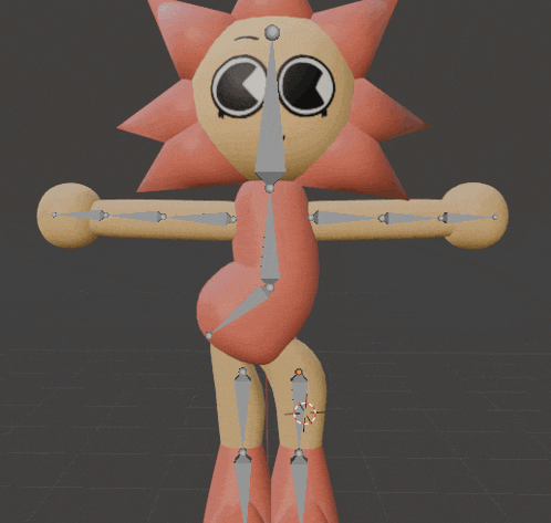 a 3d model of a cartoon character with a sun shaped head