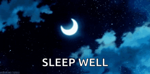 a picture of a night sky with a crescent moon and the words " sleep well "
