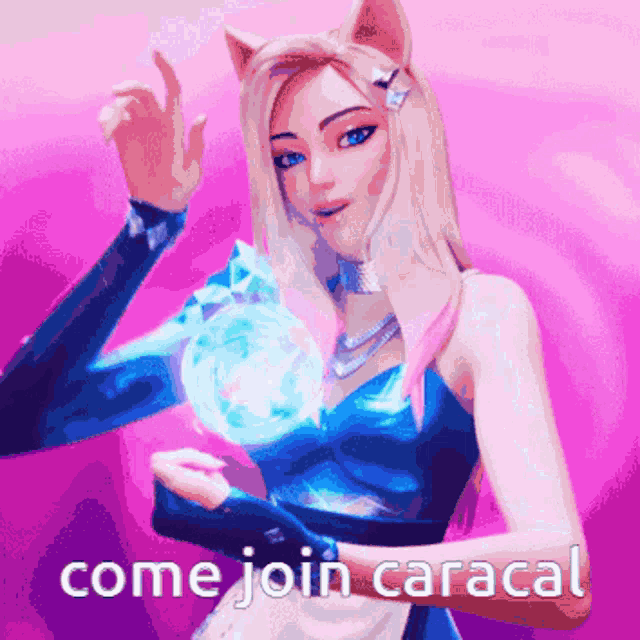 a picture of a girl with a cat ear and the words come join caracal on the bottom