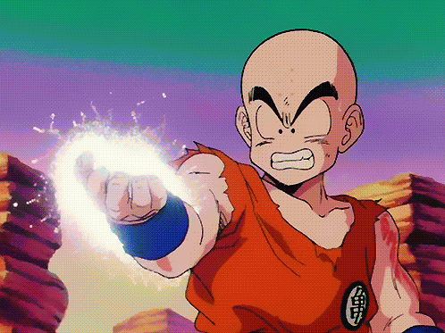 a cartoon character with a dragon ball z logo on his shirt
