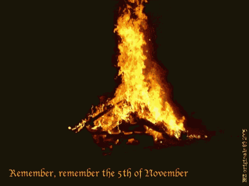 a picture of a fire with the words " remember remember the 5th of november " below it