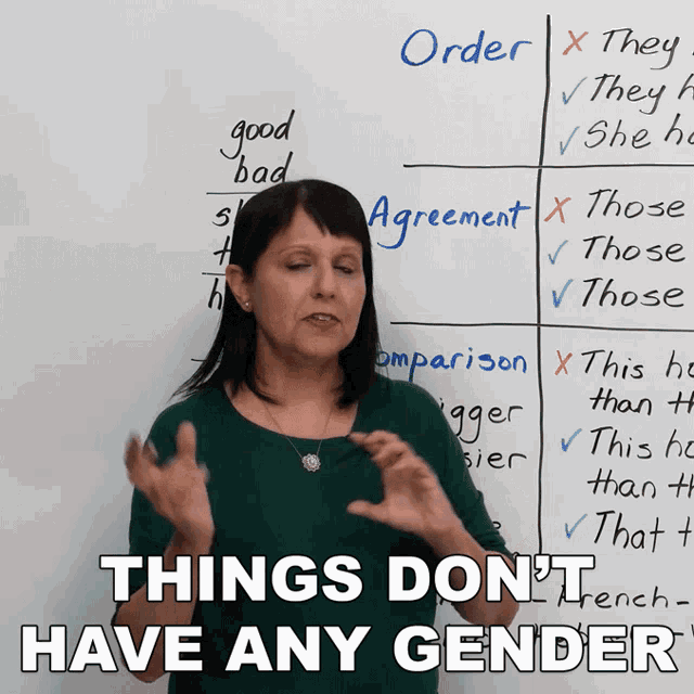 Things Dont Have Any Gender Rebecca GIF - Things Dont Have Any Gender Rebecca Learn English With Rebecca GIFs