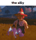 a pixelated image of a person wearing a red cone hat with the words the silly below them