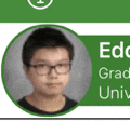 a picture of a boy wearing glasses in a green circle on a green background .