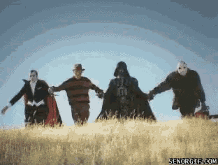 a group of people are holding hands in a field and the url for senorgif.com is on the bottom right