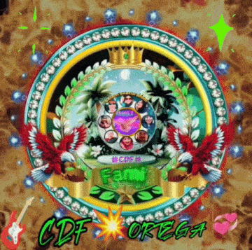 a cdf ortega logo with a crown and birds