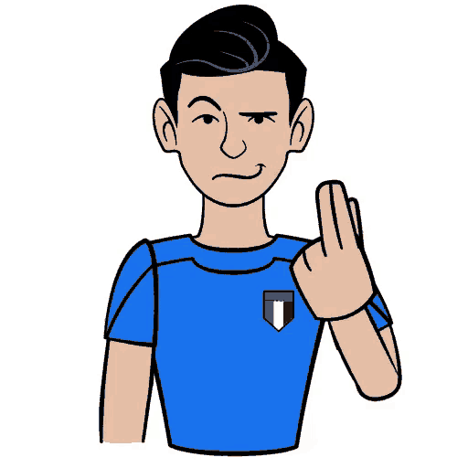 a cartoon of a man wearing a blue shirt with the italian flag on it giving the middle finger