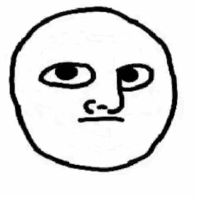 a black and white drawing of a troll face with a big smile on it .