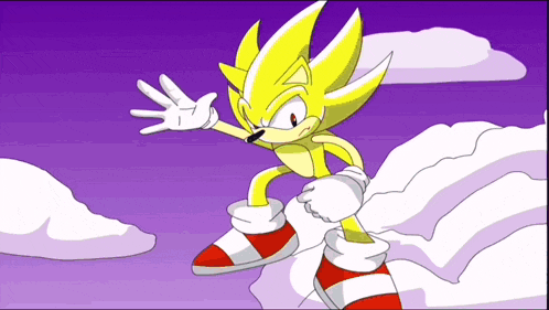 a cartoon drawing of a sonic the hedgehog flying through the air