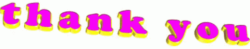 the word thank you is written in purple and yellow letters .