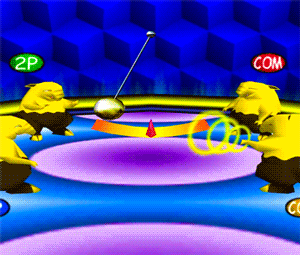 a video game with a 2p and com sign