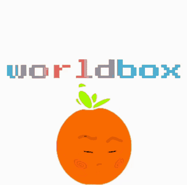 a cartoon drawing of an orange with a face and the words worldbox below it