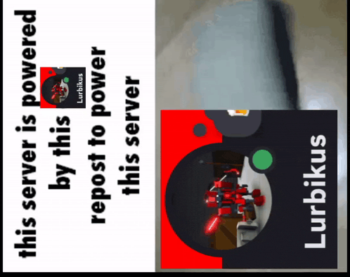 a poster that says ' this server is powered by this repost to power ' on it