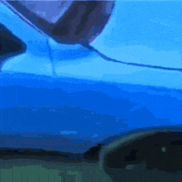 a painting of a blue sky with a few clouds