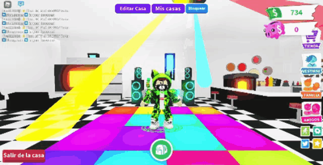 a screenshot of a video game with the words salir de la casa on the bottom