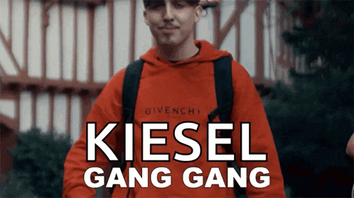 a man in a red givenchy hoodie is featured in a kiesel gang gang video