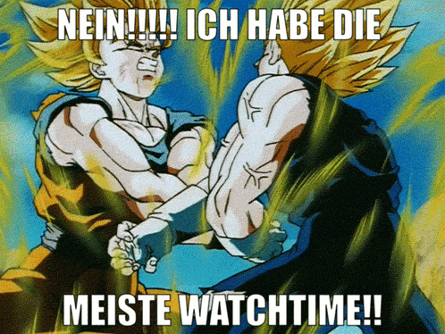 a cartoon of two men fighting with the caption nein ich habe die meiste watchtime
