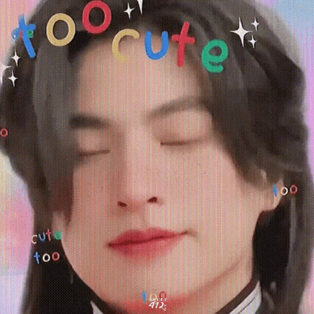 a close up of a person 's face with their eyes closed and a rainbow background .
