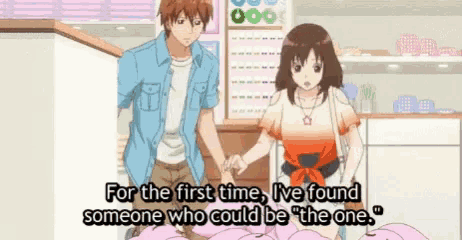 a man and a woman holding hands with the words for the first time i 've found someone who