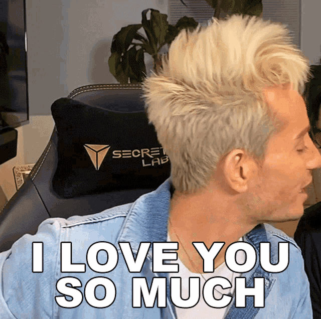 a man says i love you so much in front of a secret lab chair