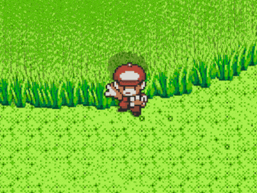 a pixel art of a person standing in a field