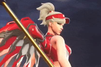 a woman with wings is holding a sword and wearing a visor .