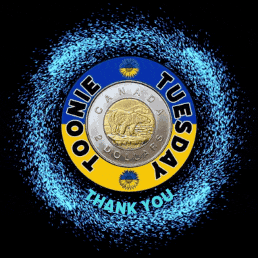a blue and yellow circle that says toone tuesday thank you