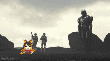 a cartoon of soldiers and a robot with imgflip.com written in the corner
