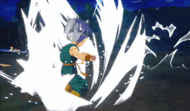 a character in a video game has 3 hits and is flying through the air