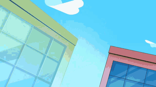 bubbles from the powerpuff girls is hanging upside down in the air