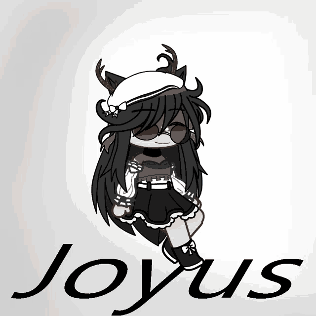 a drawing of a girl with antlers and the name joyus on the bottom
