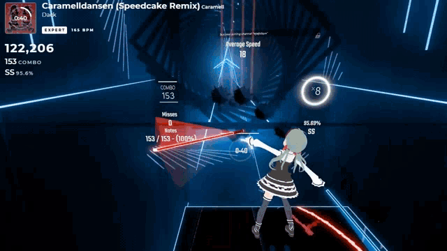 a screenshot of a video game that says caramelldansen speedcake remix